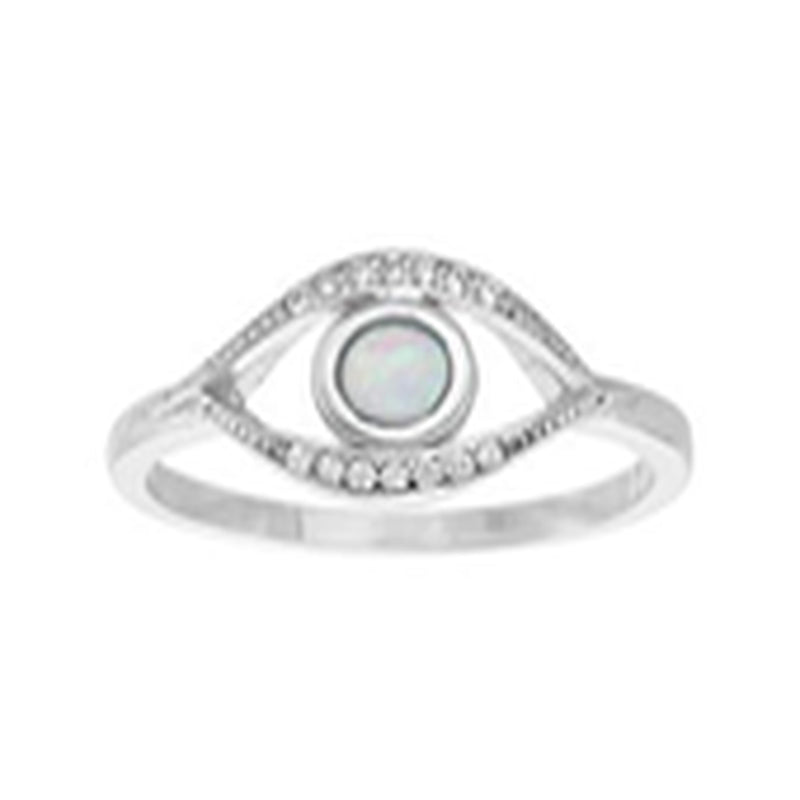 Silver OpalandCZ Evil Eye Ring