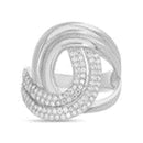 Sterling Silver CZ Pave Polished Interlocked Design Double Stranded Ring
