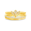 Gold CZ Bug Trio Ring Set