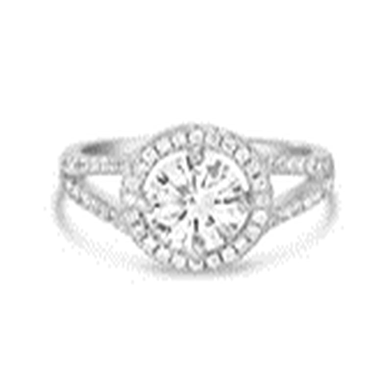 Sterling Silver CZ Pronged Halo Split Shank Ring