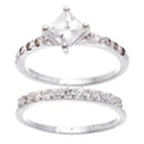 Sterling Silver Dmnd CZ Wedding Band Set