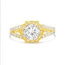 Gold Round CZ Halo Split Shank Ring