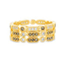 Gold Marcasite-CZ Bar-Circle Design Link Trio Stackable Ring Set