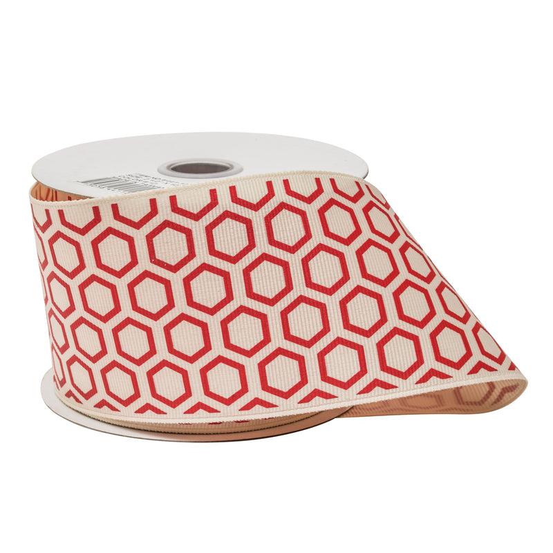 Hexagon Print Grosgrain Ribbon