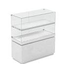 White Glossy Wooden Jewelry Showcase with Aluminum Trim