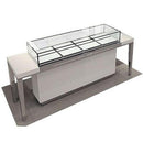 White Gloss Wood with Aluminum Frame Jewelry Display Showcase