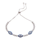 Sterling Silver Rh ClandRb CZ Evileye Brc