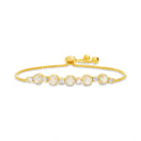 Gold White Opal 5 CZ Halo With CZ Stones Slider Bracelet