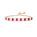 Silver Ruby Emerald Cut Box Chain Slider Bracelet