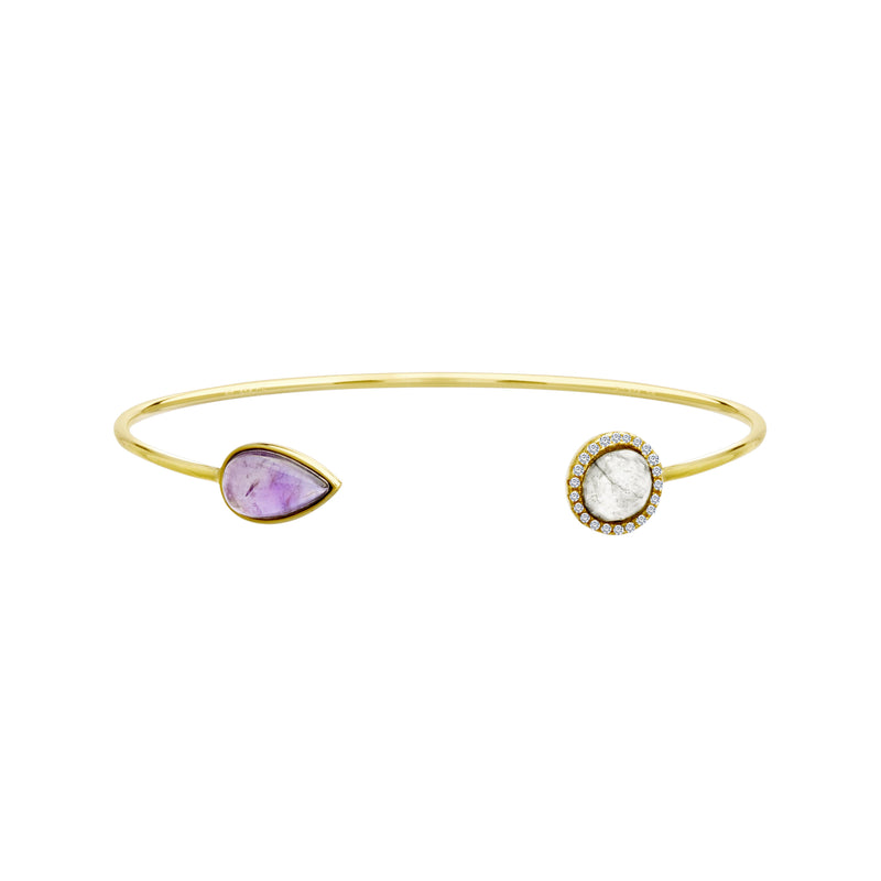 Gold Teardrop and Round Ends Bangle