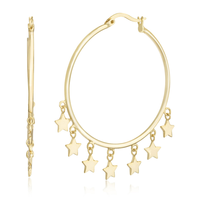 Xgold Star Dangle Hoop Earring