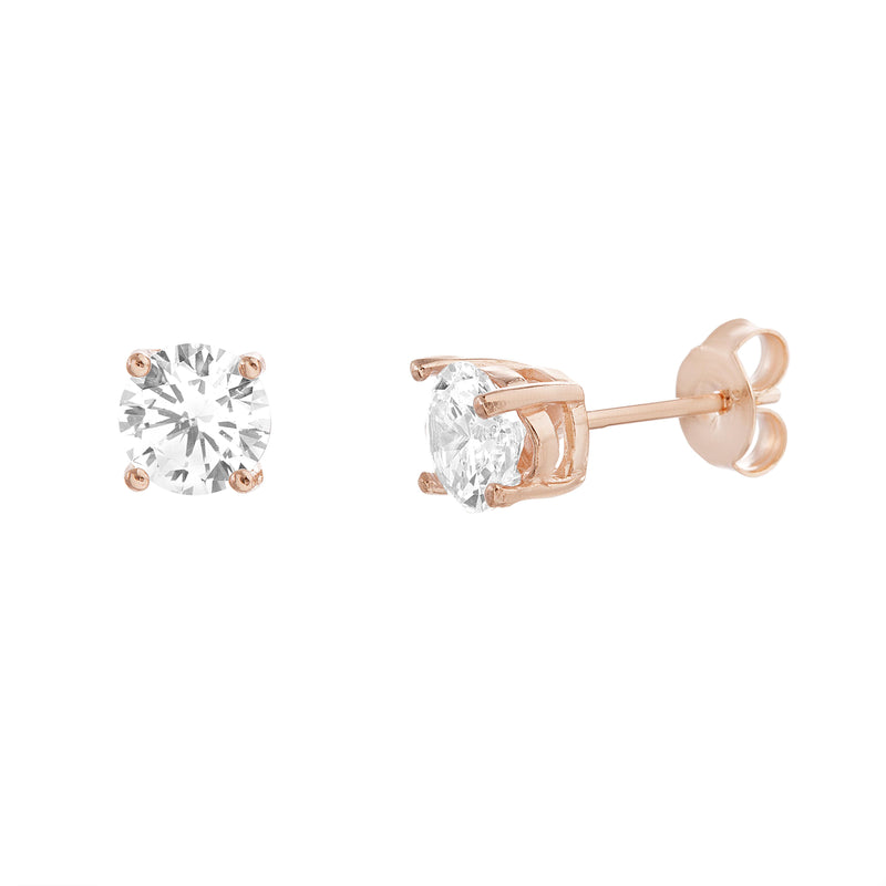 Rose CZ 6Mm Stud Earring