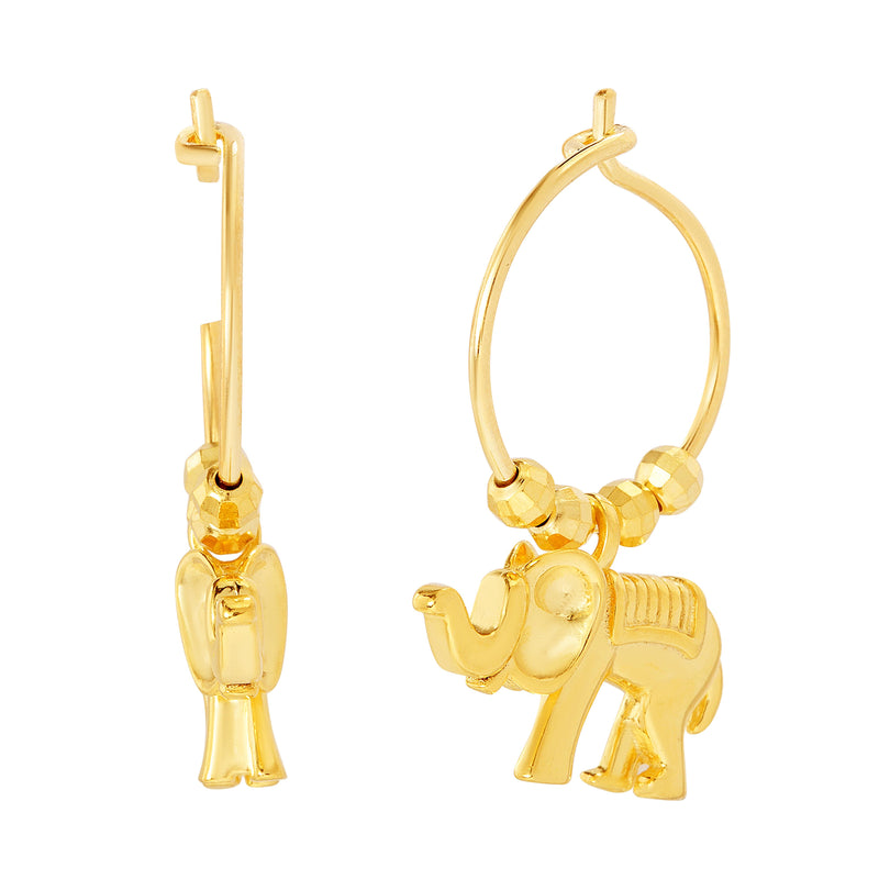 Xgold Elephant Dangle Hoop Earring