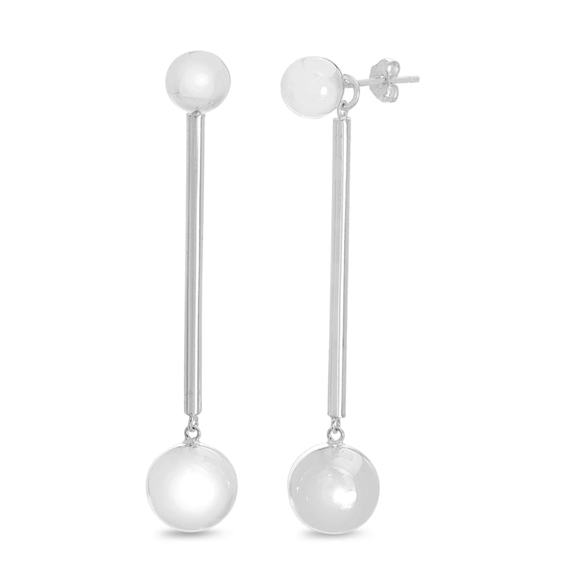 Silver Ball with Bar Drop Ball End Post Earring