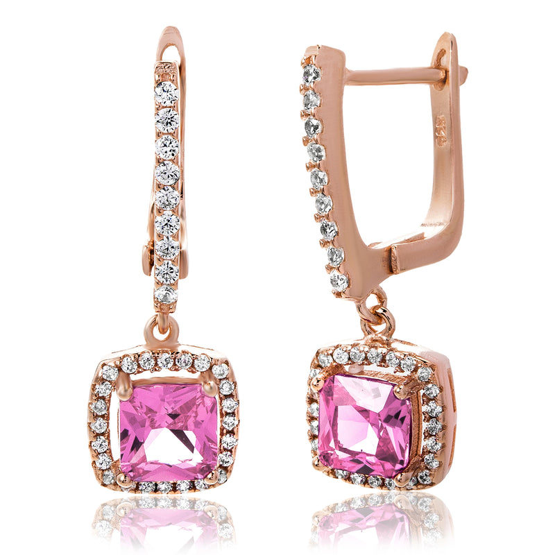 Rose Squared CZ Leverback Earring