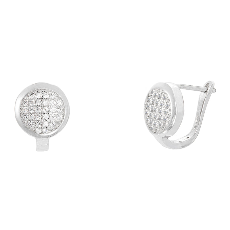 Silver CZ Circle Huggie Earring