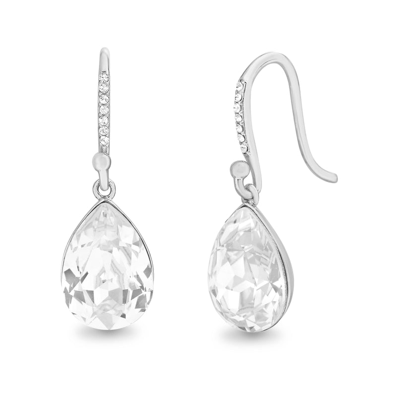 Sterling Silver Teardrop Swarovski Crystal Dangle Hook Earring