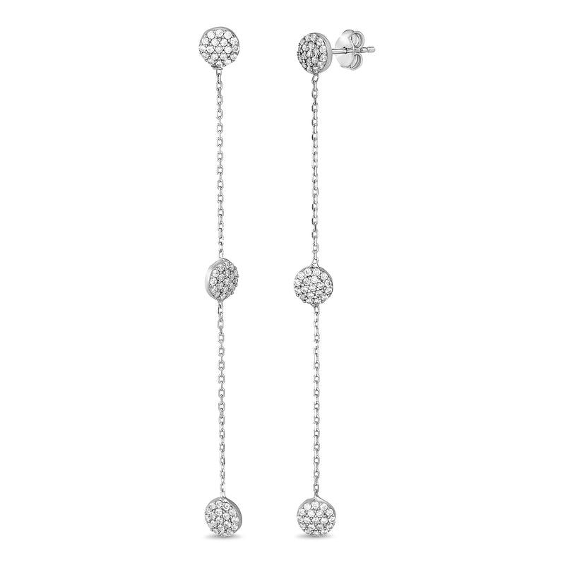 Silver CZ Circle Trio Drop Earring