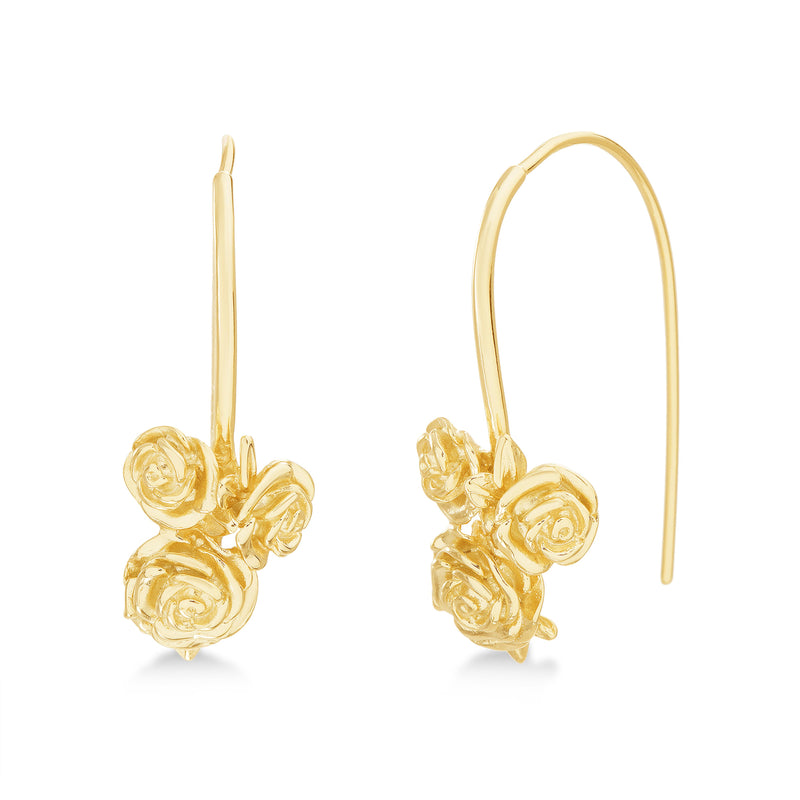 Gold Rose Design Threader Earring