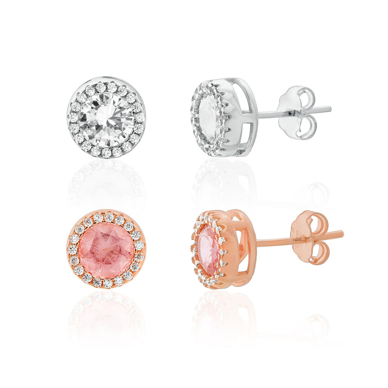 Tt CZ Halo Round Duo Earring