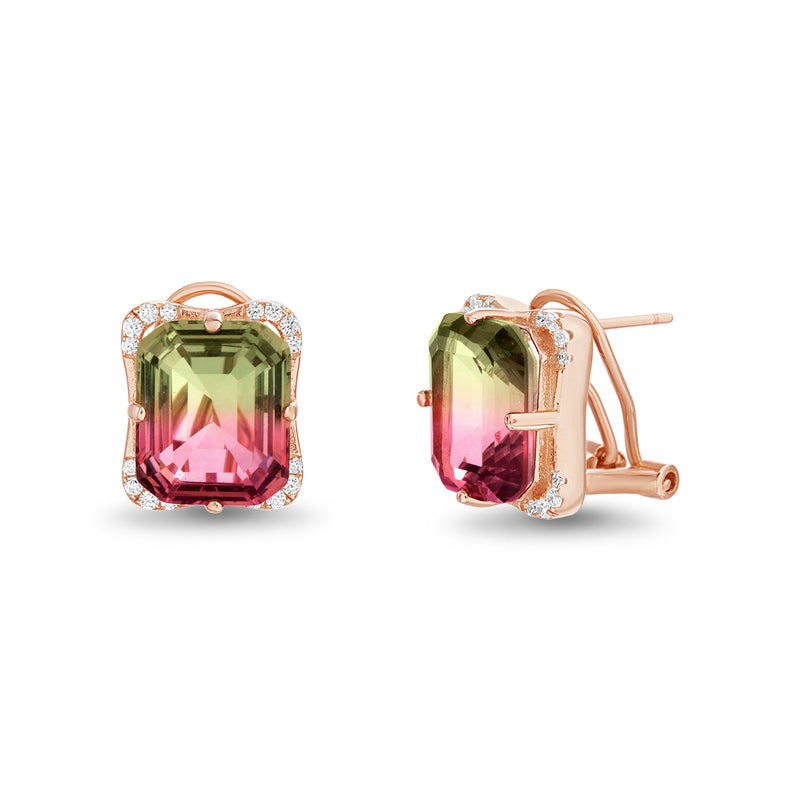 Rose Emerald Cut CZ Earring