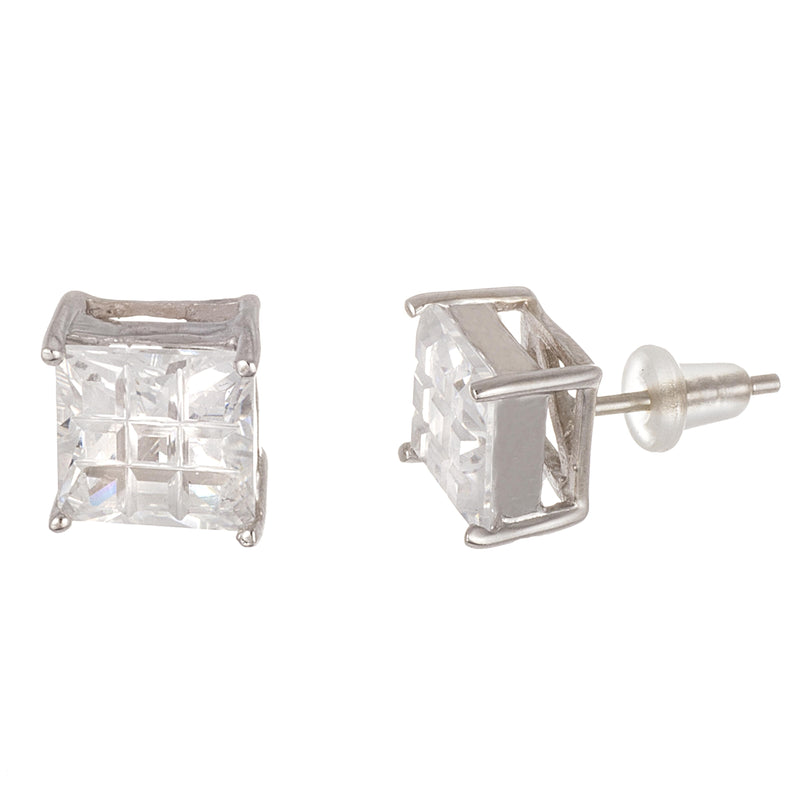 Ct Sterling Silver 8Mm CZ 9Cut PrinceSterling Silver Cut Stud