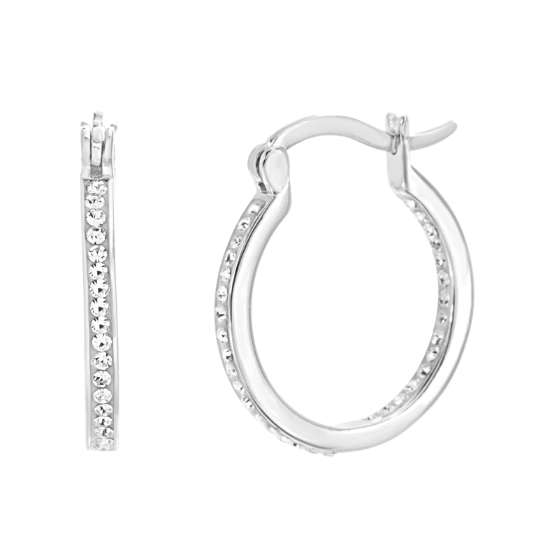 Sterling Silver CZ 2Mm, 25Mm Hoop Hinge Earring