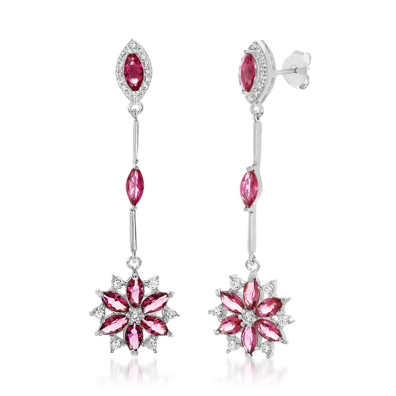 Silver CZ Floral Design Earring