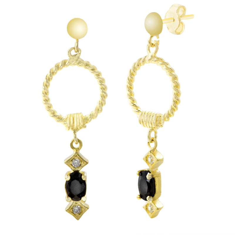 Gold CZ Open Circle Post Earring