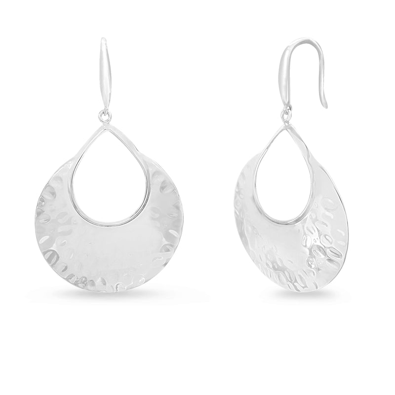 Sterling Silver Graduated Hammered Hook Earring