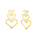 Silver 3 Open Heart Drop Post Earring