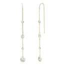 Sterling Silver CZ Round and Marquise Shaped Drop Threader Earring