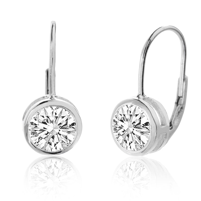 Silver CZ Leverback Earring