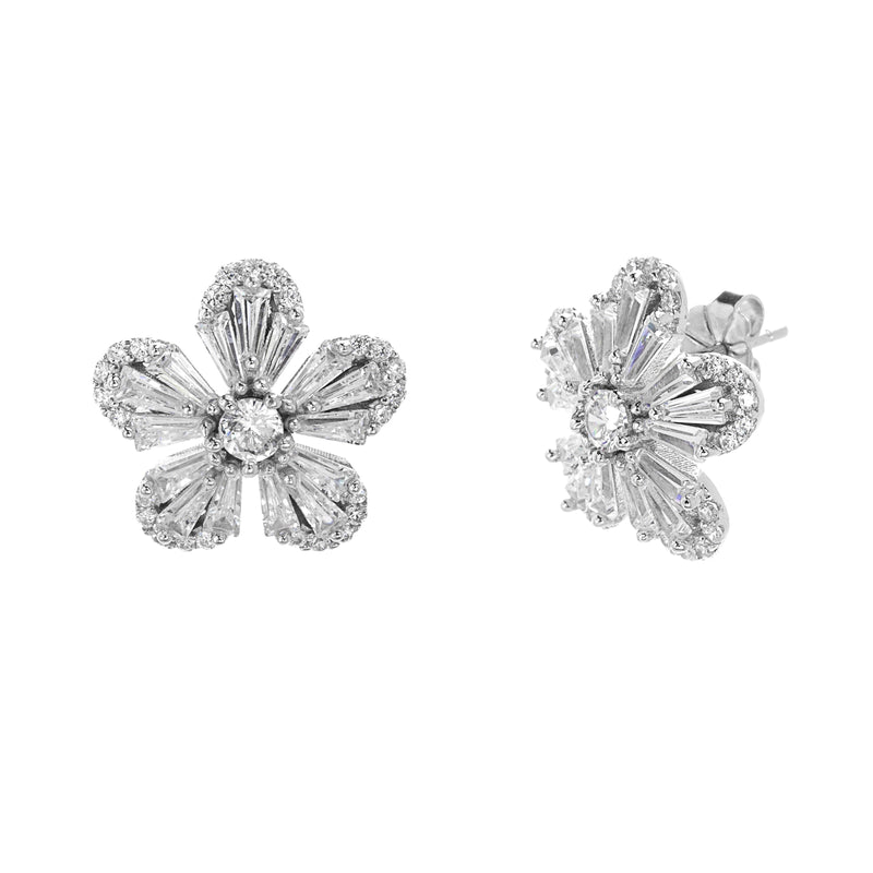 Xsilver CZ Flower Post Earring