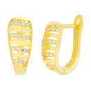 Gold CZ Wavy Line Design Leverback Earring