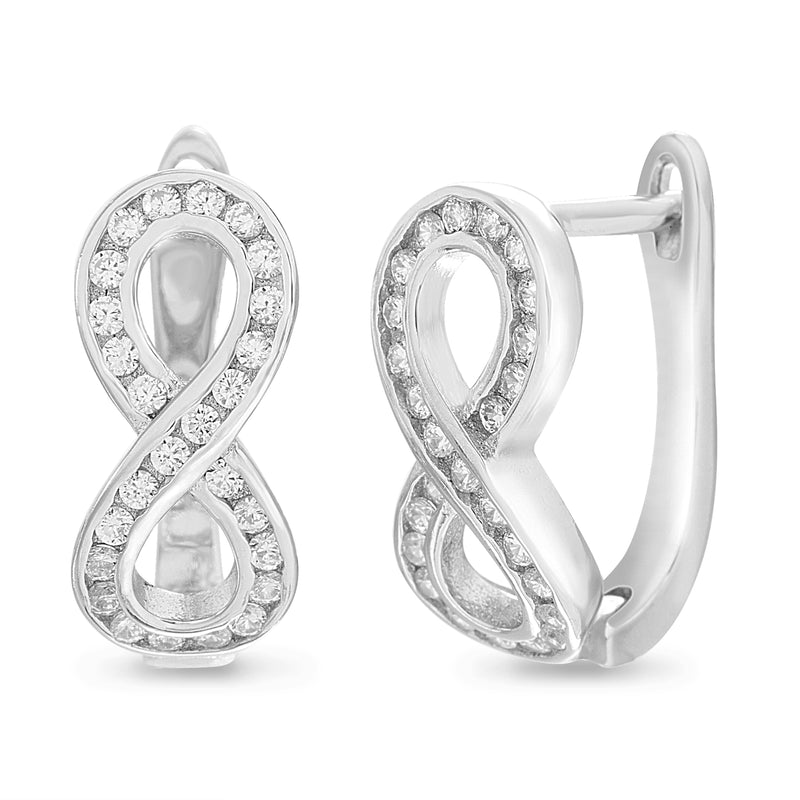 Sterling Silver CZ Infinity Huggie Earring