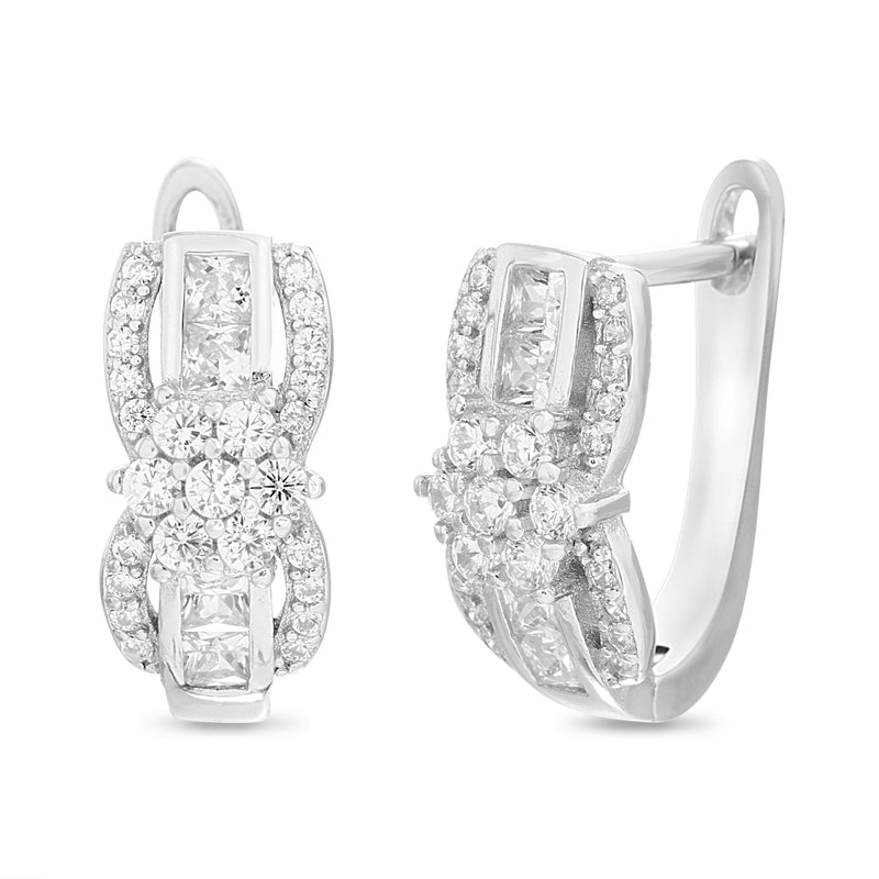 Sterling Silver CZ Pronged Infinity Huggie Earring