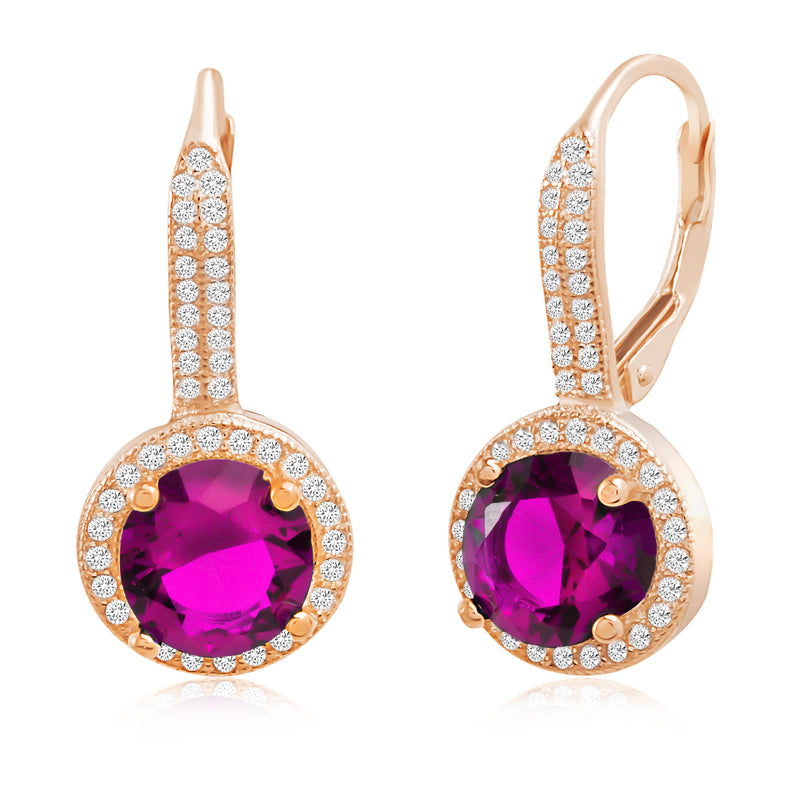 Rose CZ Center Round Earring