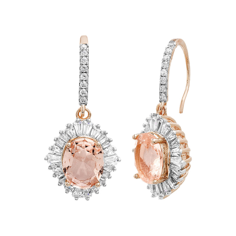 Xtt Oval Morganite CZ Hook Earring