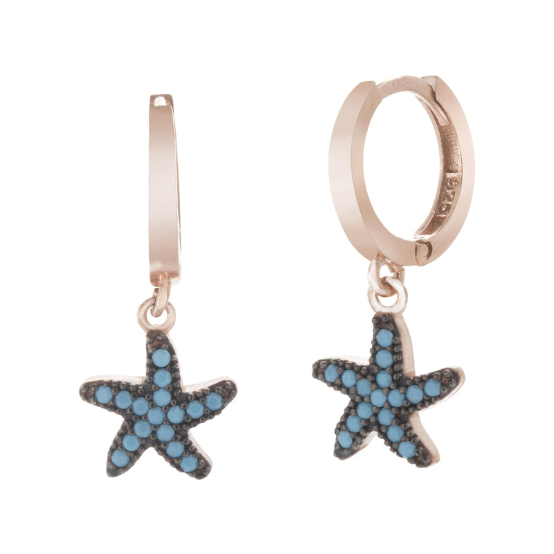 Rose CZ Starfish Charm Earring