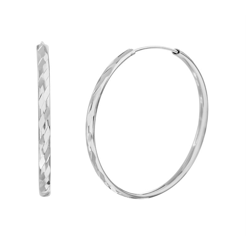 Xsilver Stripe Design Hoop Earring