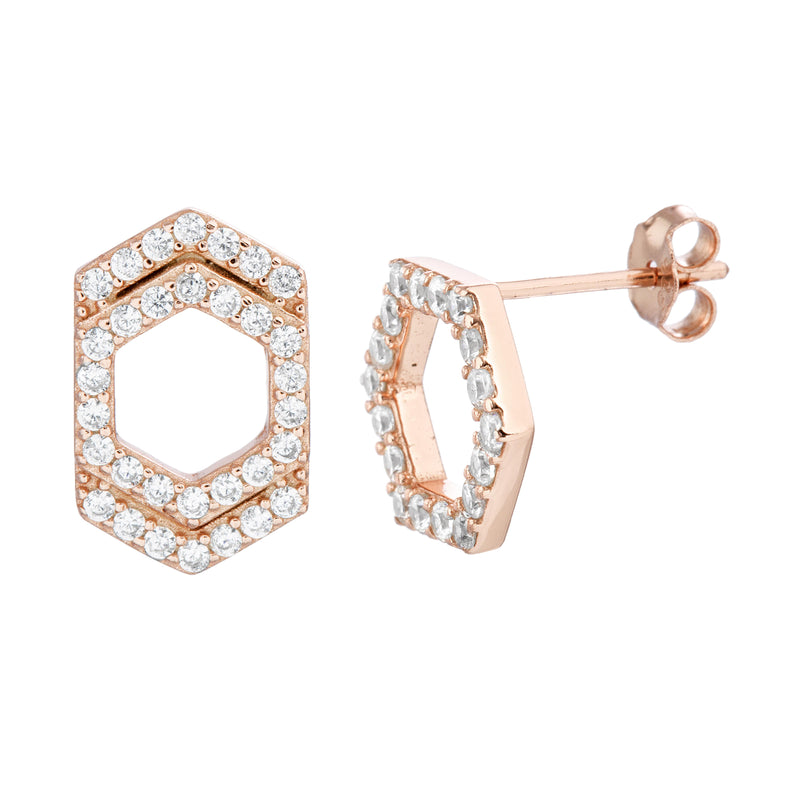 Rose CZ Geo Mismatch Earring