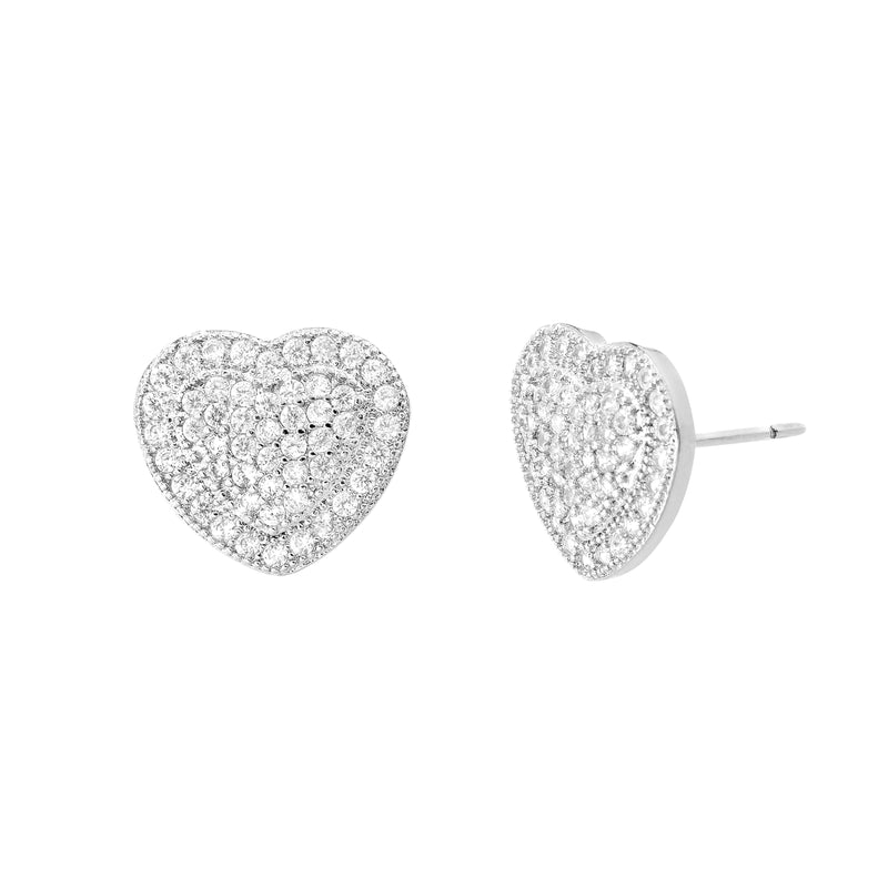 Sterling Silver CZ Heart Shape Stud Earring