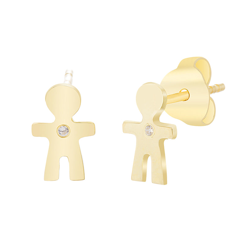 Gold CZ Boy Post Earring