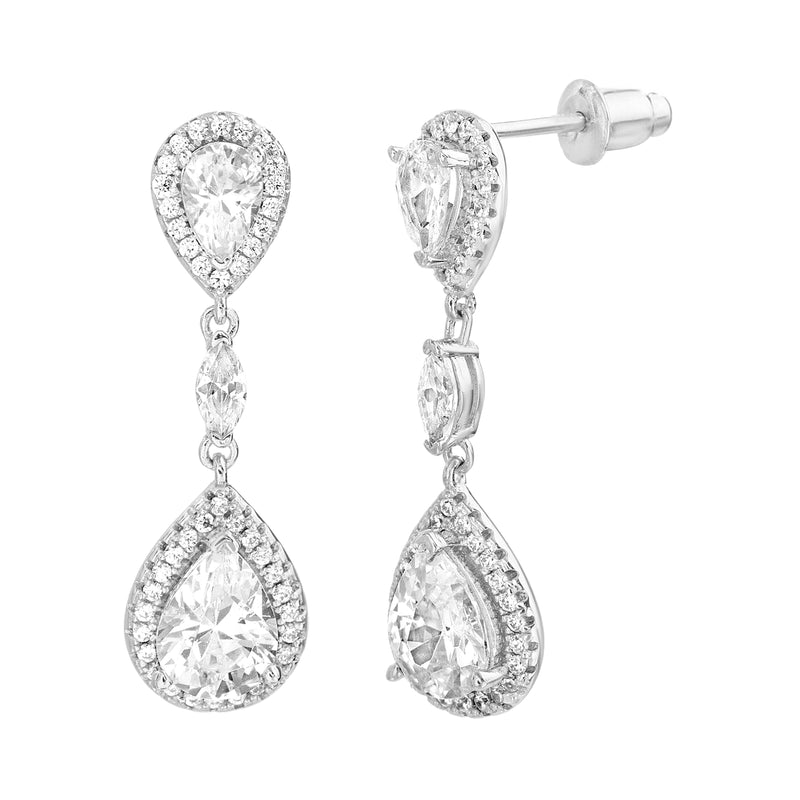 Silver Teardrop CZ Post Earring