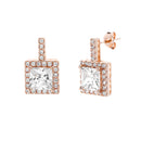 Rose CZ Squared Post Earring
