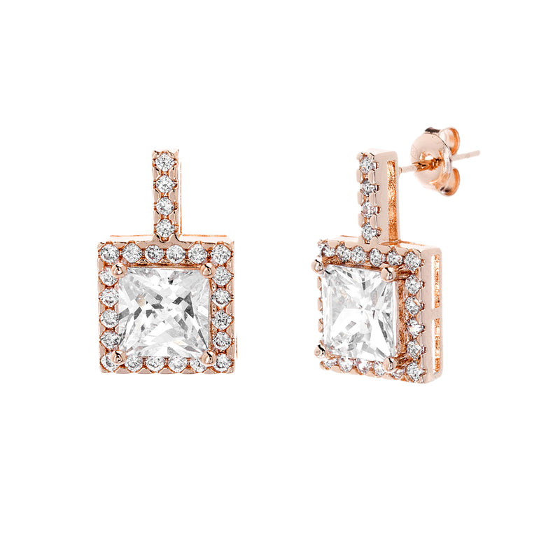 Rose CZ Squared Post Earring