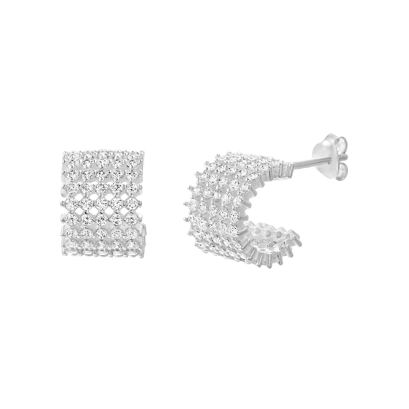 Silver CZ Pave Huggie Earring