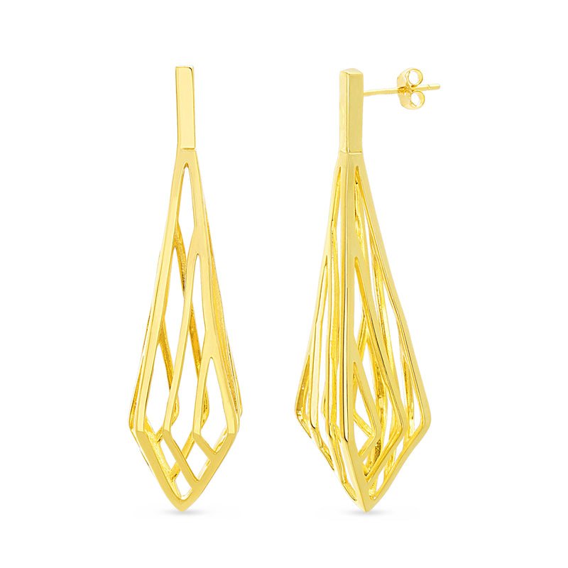 Gold Teardrop Design Dangle Post Earring