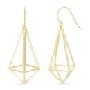 Silver Caged Diamond Shaped Dangle Hook Earring